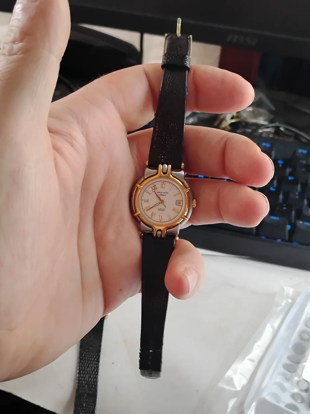 Pierre Cardin Classic Two-Tone Swiss Quartz Watch in Black and Gold